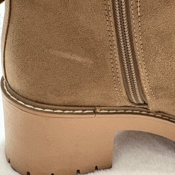Universal Thread Tan Chunky Heel Ankle Boots Womens Size 7.5 Faux Suede - Picture 10 of 16